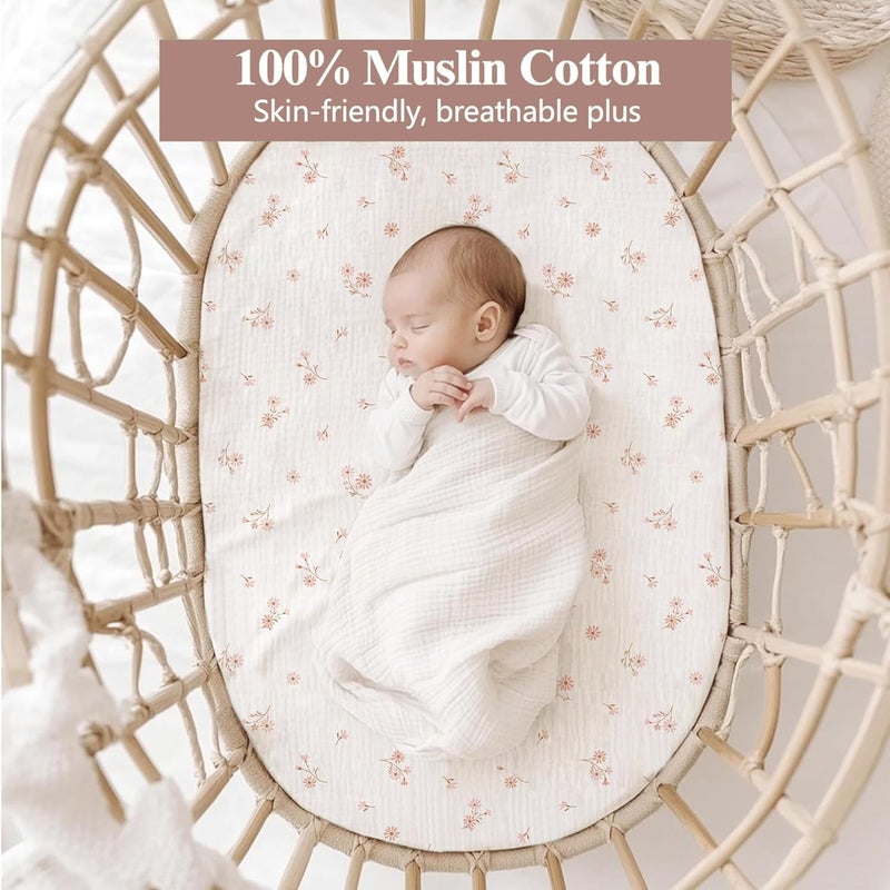 Coreeky 3 Pack Muslin Changing Pad Covers for Girl, Boy, 100% Soft Cotton Changing Table Cover, Breathable Baby Nursery Diaper Change Pad Fitted Sheets (Daisy Petal) - Image 2